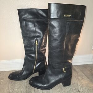 Coach Black Leather Knee-High Boots